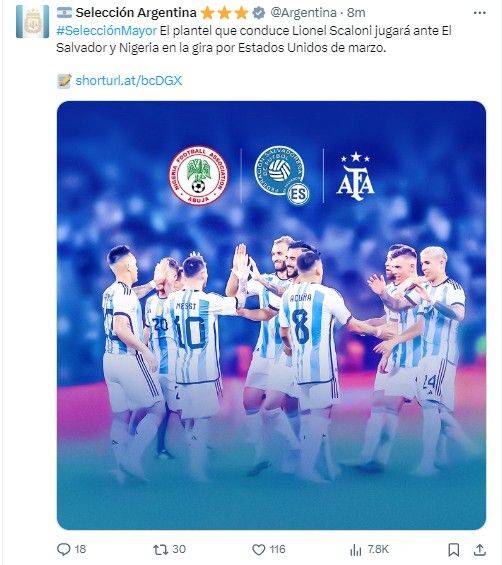 🎤官方：阿根廷3月2场友谊赛确认在美国举行 原计划是在中国